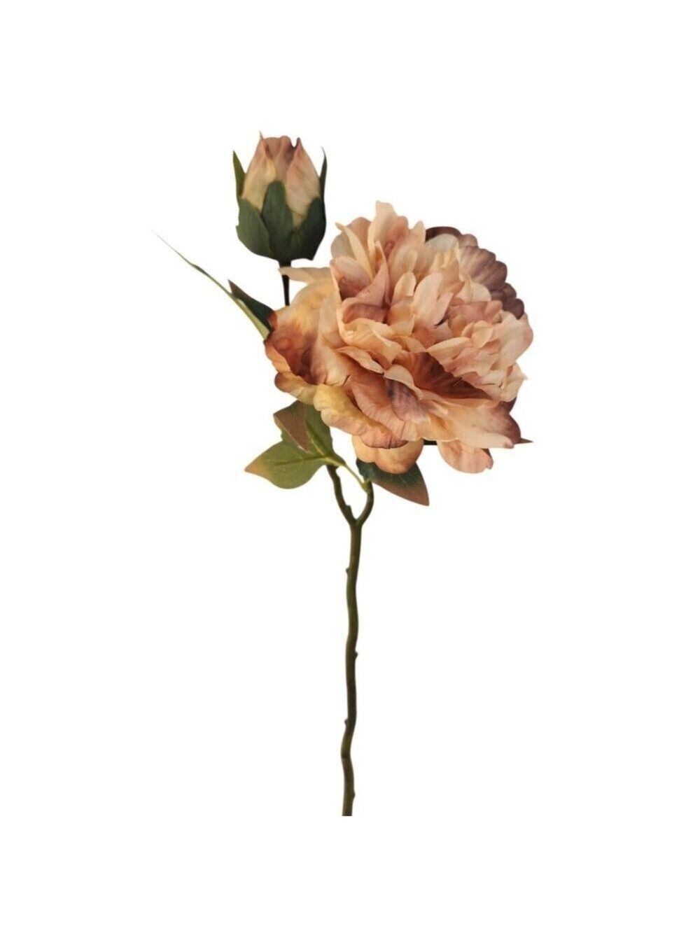 Blush Peach Faux Peony Stem 18 Inch Wedding Artificial Silk Flower Large Bloom D